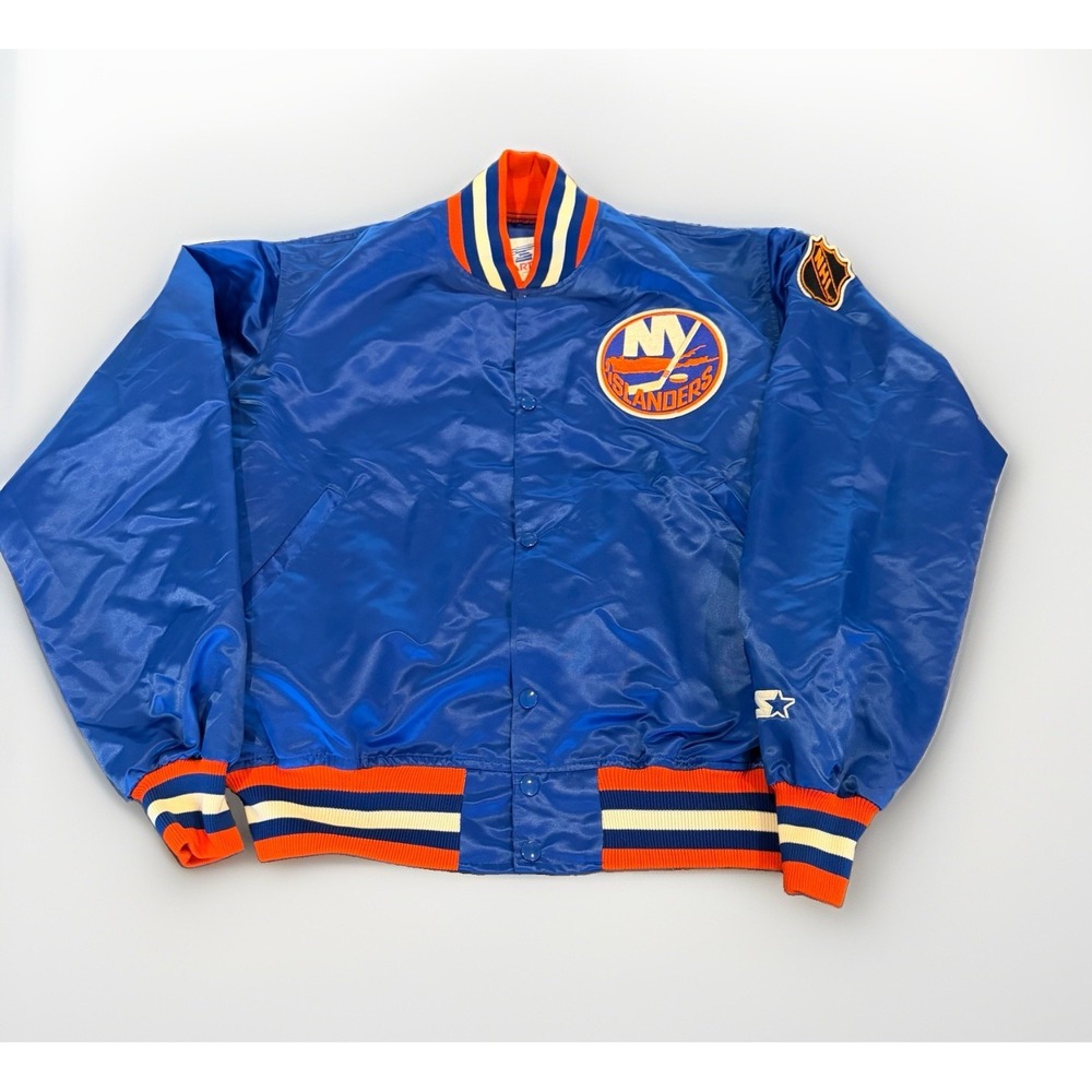 Vintage Starter NHL New York Islanders Bomber Jacket Sz XL Blue USA Unlined